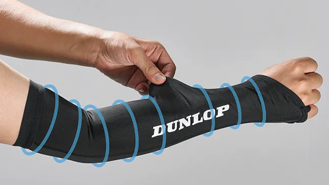 腕の保護に加え着圧による筋肉の動きをサポート