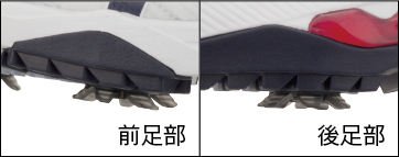 前・後足部ラテラルサイド(外側)ソール巻き上げ