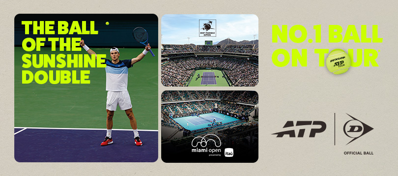 ダンロップテニスボールが「BNPパリバ・オープン」を含む6大会の公式球に新たに採用 ～ATPツアーにおけるNo.1<sup>※1</sup>ボールの地位をさらに強固に～