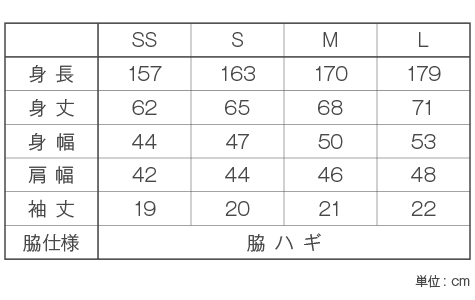 大会記念Tシャツサイズ表